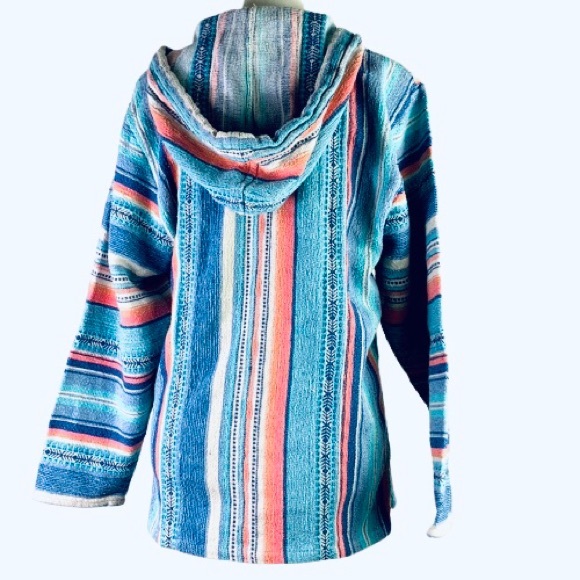 Beach Life LA DRFT Multicolor Poncho Hoodie Reggae Pocket V Neck Unisex Surfer - Picture 5 of 9